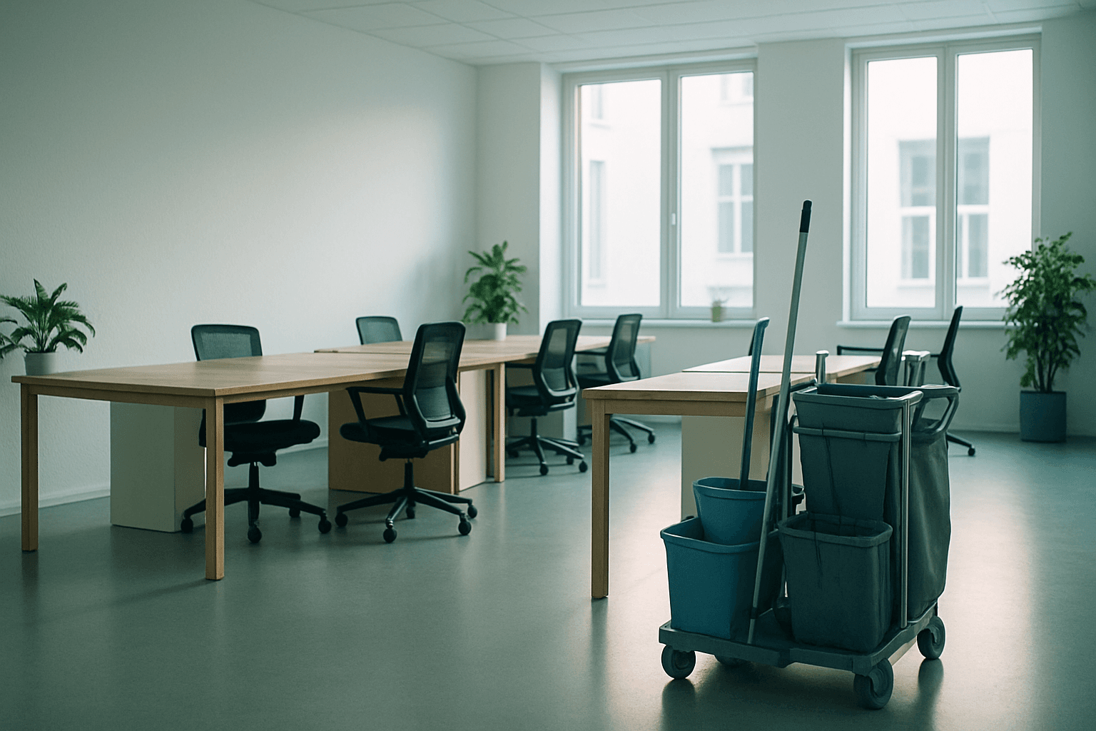 A spotless office early in the morning